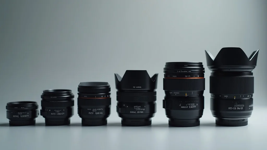 Dynamic comparison of camera lenses with different focal lengths, highlighting range and versatility in photography.
