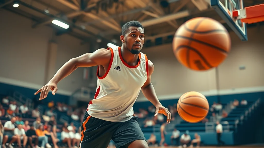 Indoor basketball game captured with Sony FE 50-150 F2 GM, action frozen sharply, shallow depth of field on fast telephoto zoom—hybrid creative storytelling