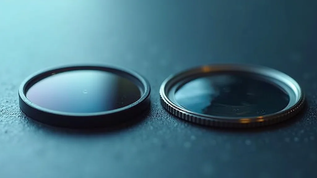 Technical close-up of full-frame sensor vs APS-C sensor, side by side in a studio, showing the size difference and texture