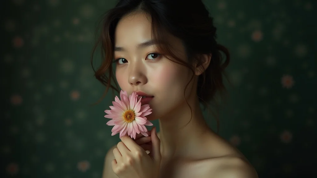 Creative portrait with macro floral detail using Sony FE 90mm Macro G OSS lens, highlighting dual macro and portrait capabilities on Sony Alpha cameras.