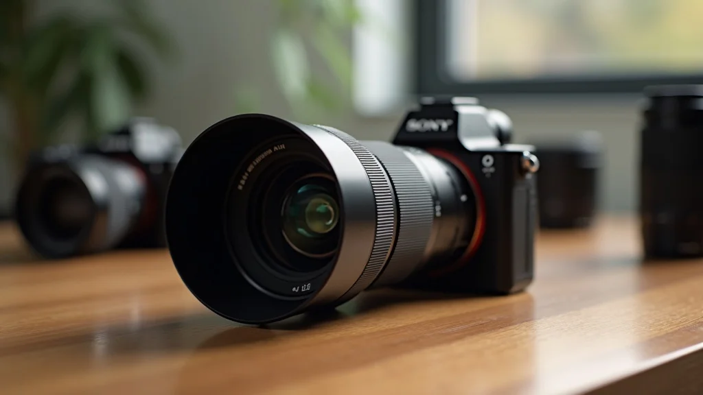 Sleek Sony 70-200mm f2.8 GM OSS II lens confidently displayed on a professional wooden desk, showcasing sony 70-200 gm ii review