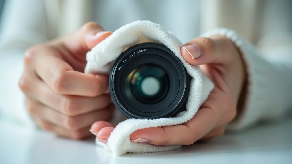 Gentle circular cleaning of camera lens surface with microfiber cloth—how to clean camera lenses for pristine clarity