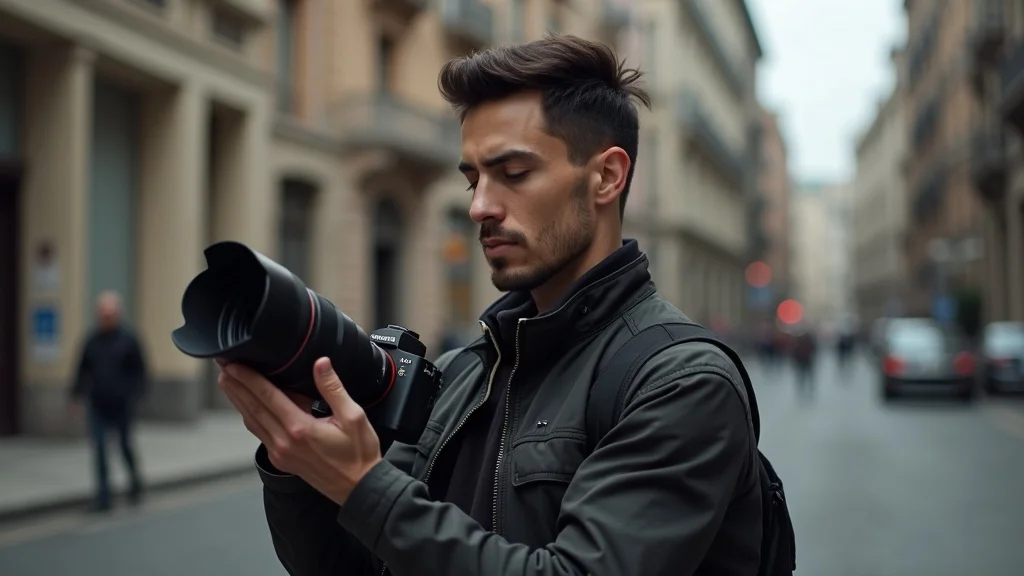 Professional photographer testing Sony 70-200 GM II outdoors, demonstrating build quality and ergonomic handling