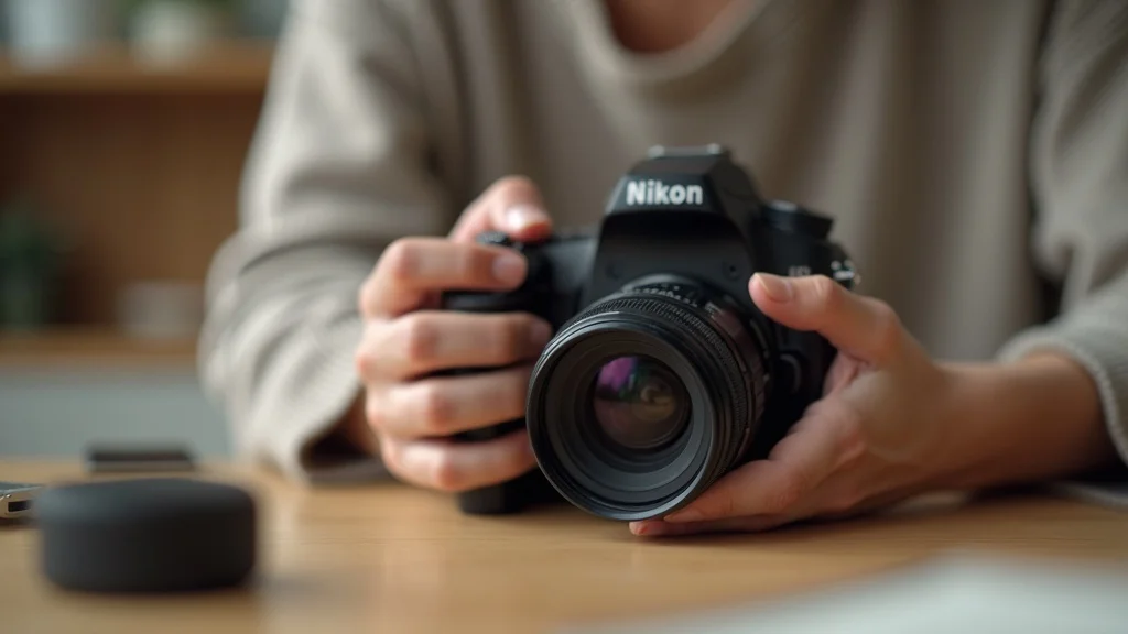 Showcase of a prime camera lens being fitted onto a DSLR, emphasizing simplicity and sharpness offered by fixed focal length lenses.