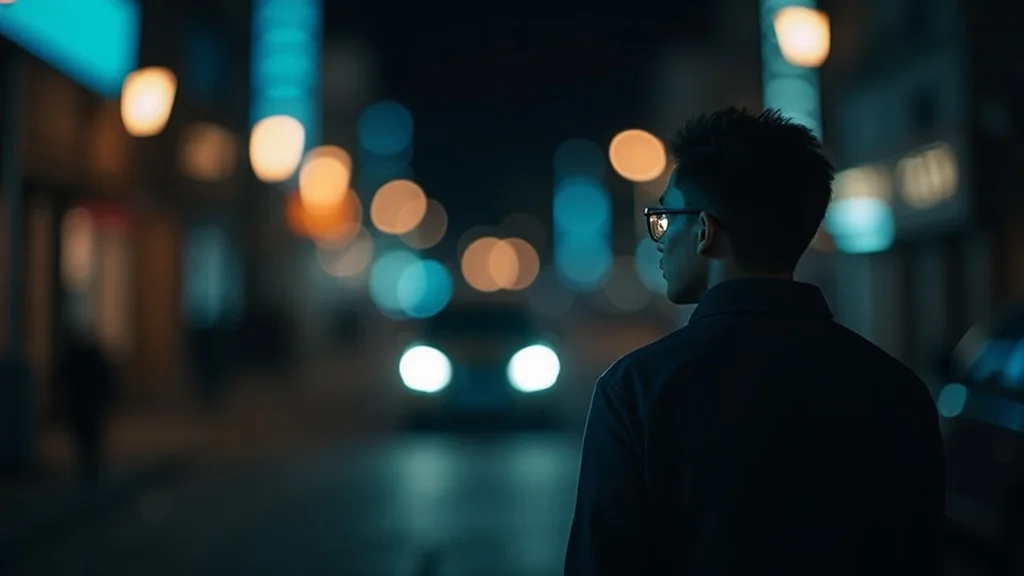Low-light street scene highlighting maximum aperture photography technique